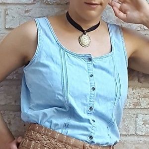 j. jill stonewash denim sleeveless top L
